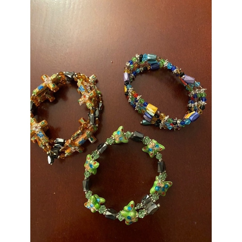 3 Boho magnetic cloissone bracelets L20